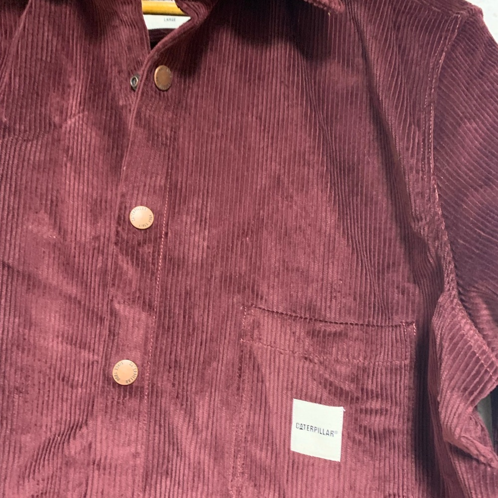 NWOT Caterpillar Workwear Burgundy Corduroy Snap Shirt Jacket Size L - Picture 5 of 7